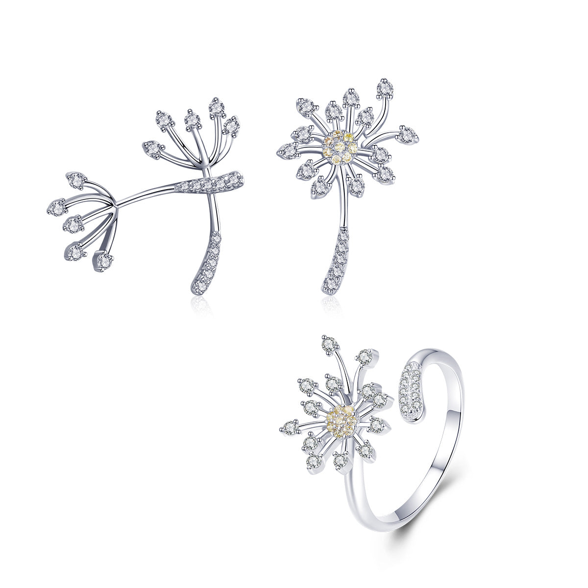 925 Sterling Silver Ring with Plated Platinum and Pavé Setting CZ Bids.com