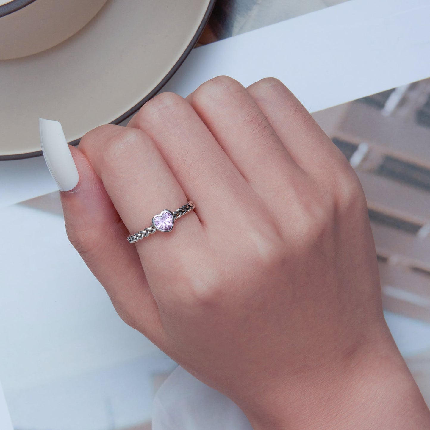 925 Sterling Silver Love CZ Ring for Women Bids.com