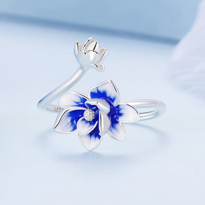 925 Sterling Silver Enamel Flower Ring Bids.com