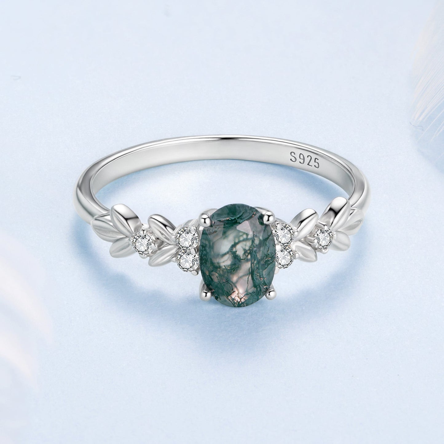 925 Sterling Silver Agate and CZ Pendant Ring Size 6 for Women Bids.com