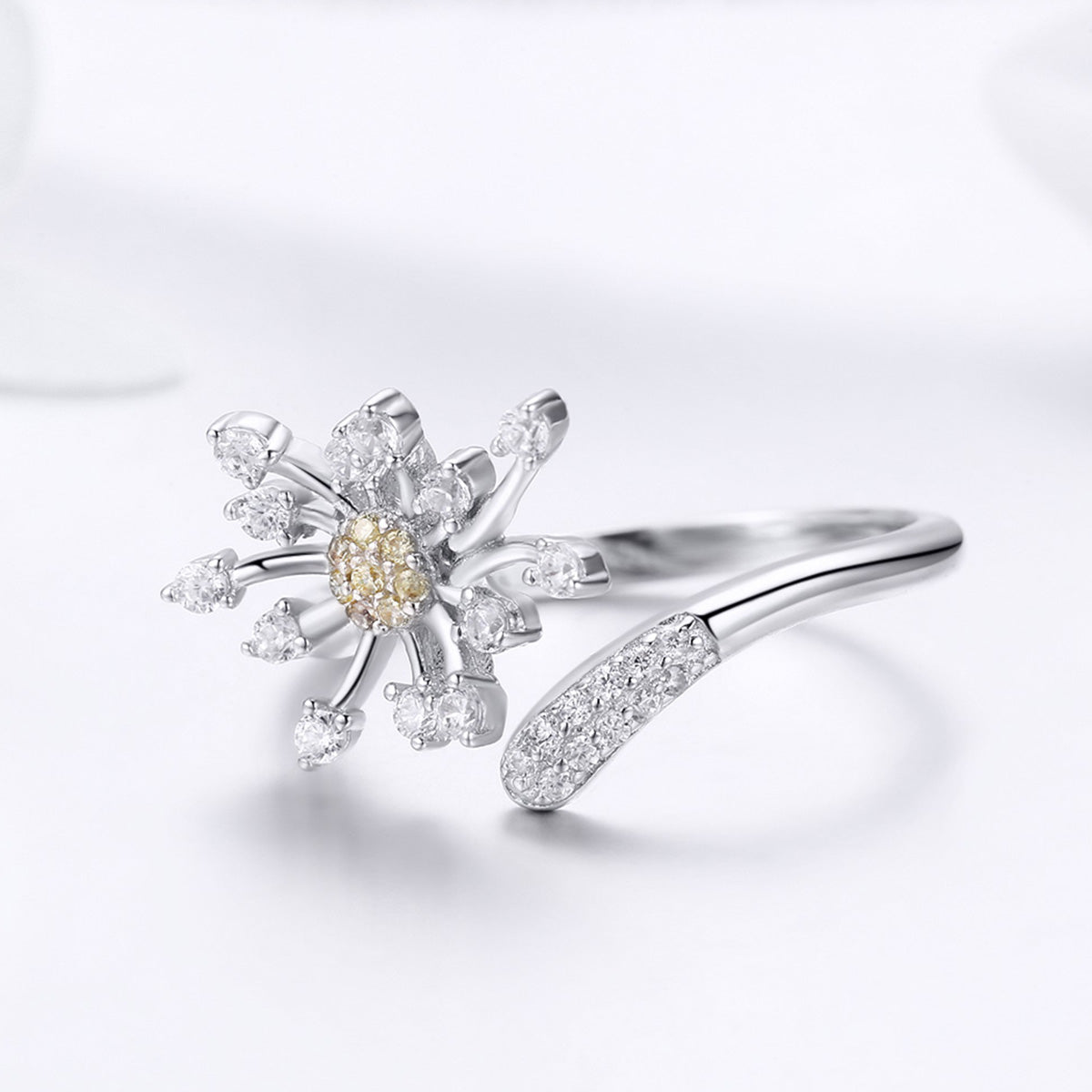 925 Sterling Silver Ring with Plated Platinum and Pavé Setting CZ Bids.com