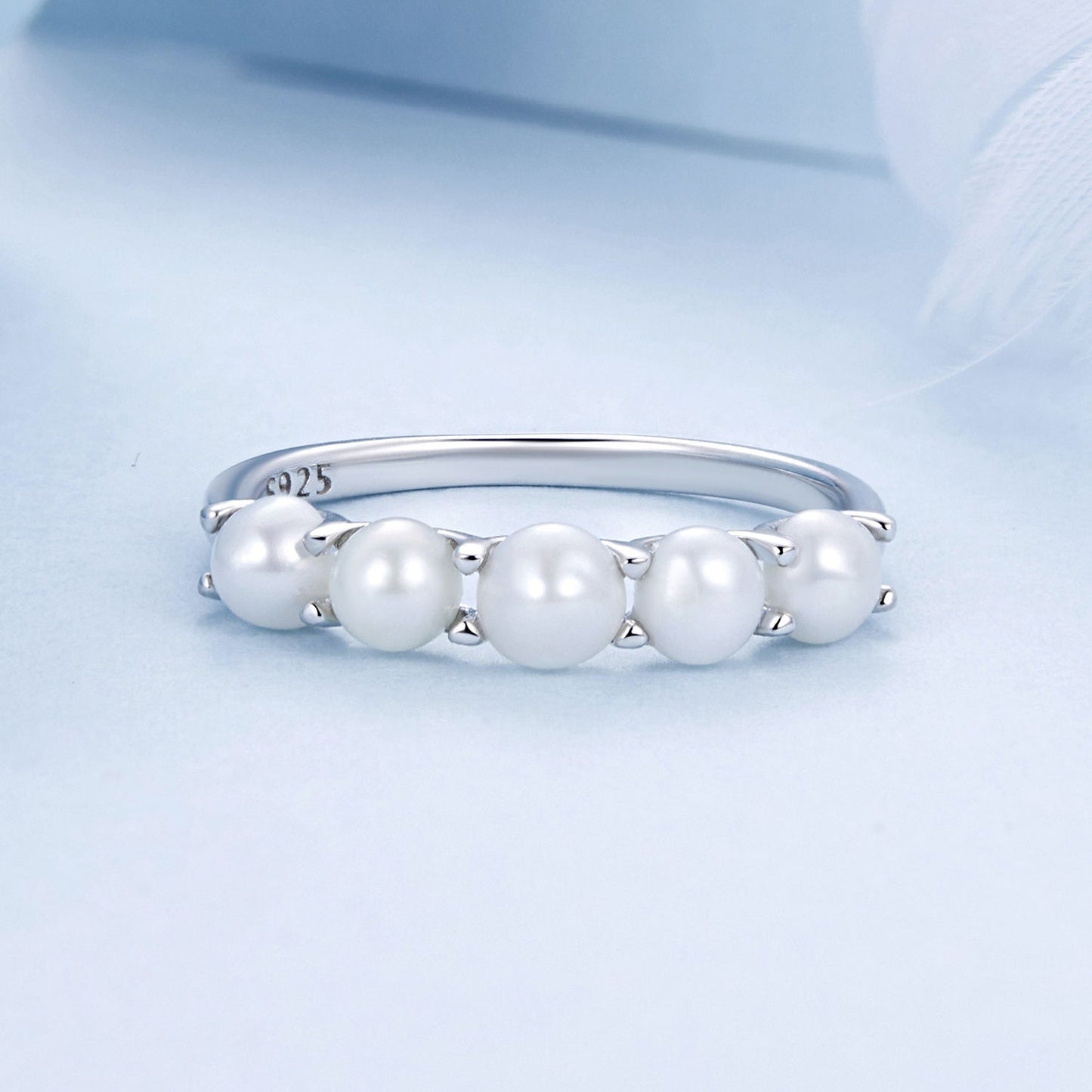 925 Sterling Silver Natural Pearl Platinum Plated Ring Size 6.0 for Women Bids.com