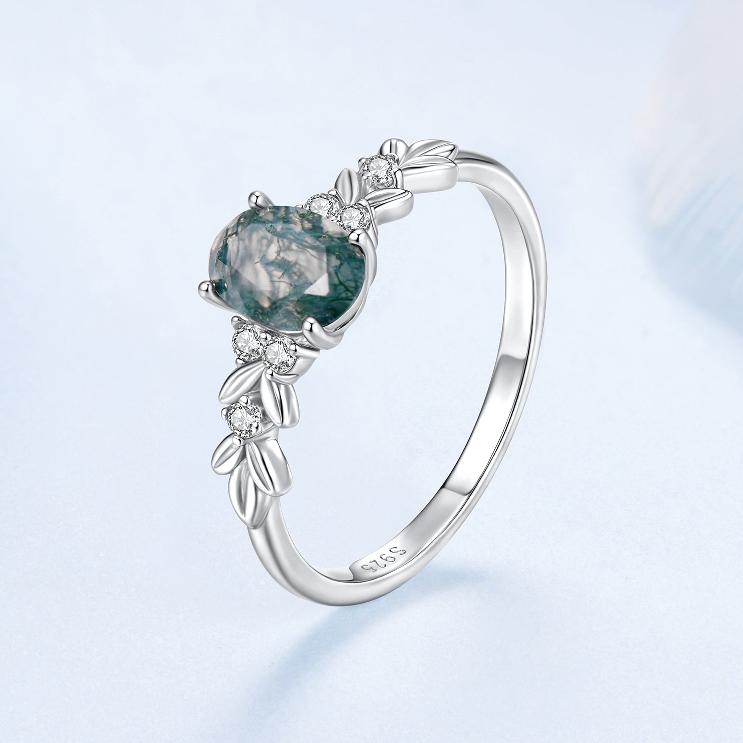 925 Sterling Silver Agate and CZ Pendant Ring Size 6 for Women Bids.com