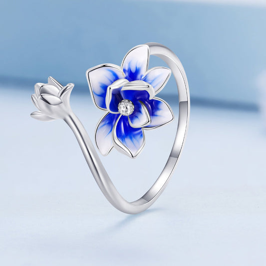 925 Sterling Silver Enamel Flower Ring Bids.com