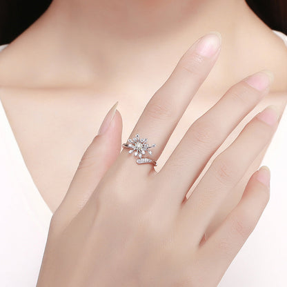 925 Sterling Silver Ring with Plated Platinum and Pavé Setting CZ Bids.com