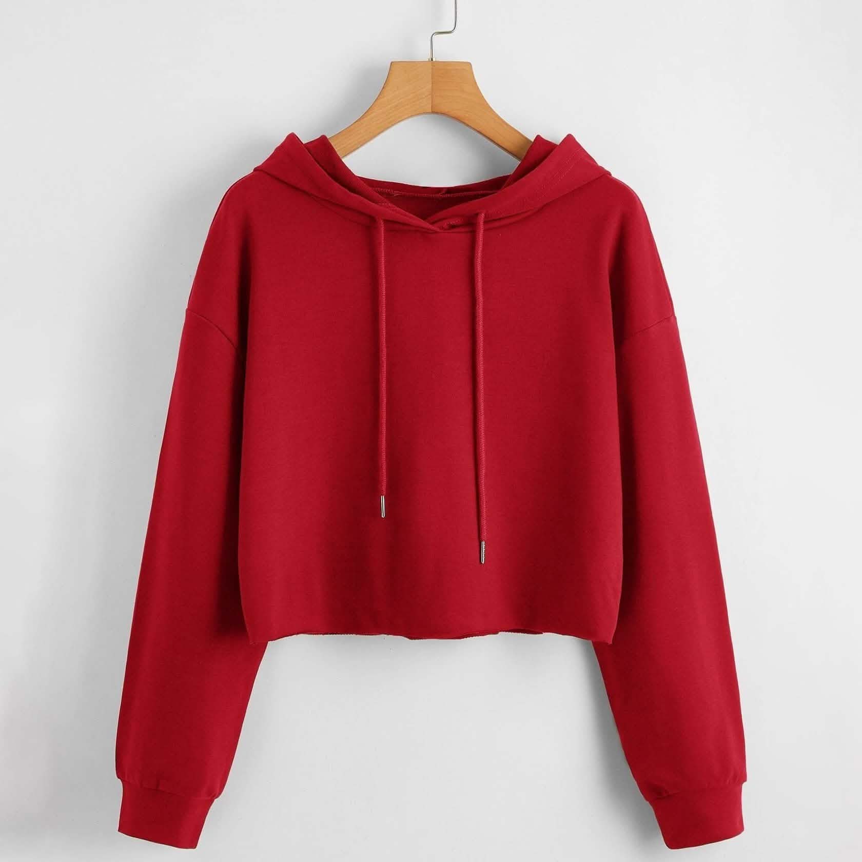 Drop Shoulder Crop Hoodie DailySale