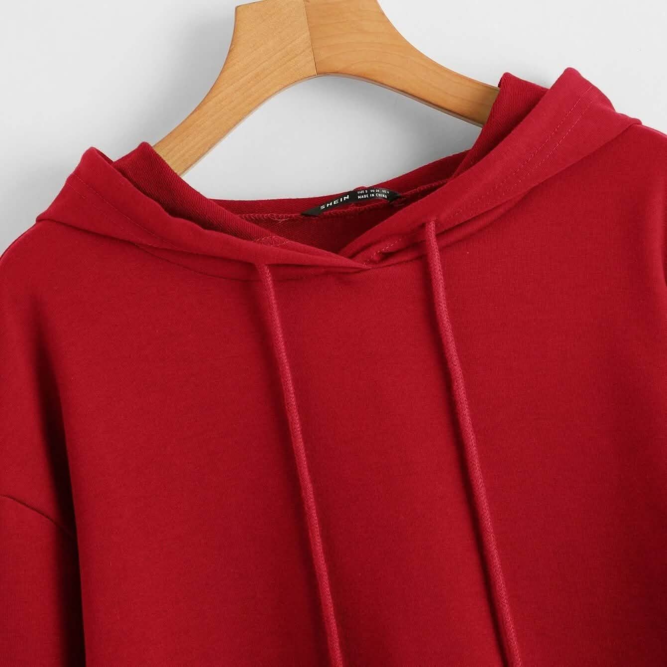 Drop Shoulder Crop Hoodie DailySale