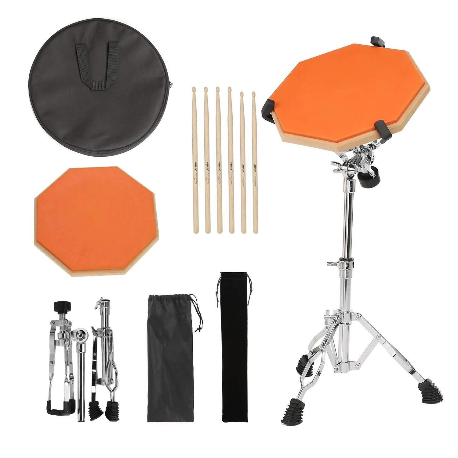 Drum Practice Pads with 3 Pairs of Drum Sticks and Adjustable Snare Drum Stand DailySale