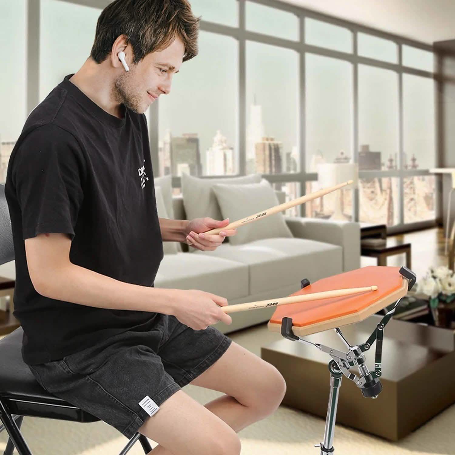 Drum Practice Pads with 3 Pairs of Drum Sticks and Adjustable Snare Drum Stand DailySale