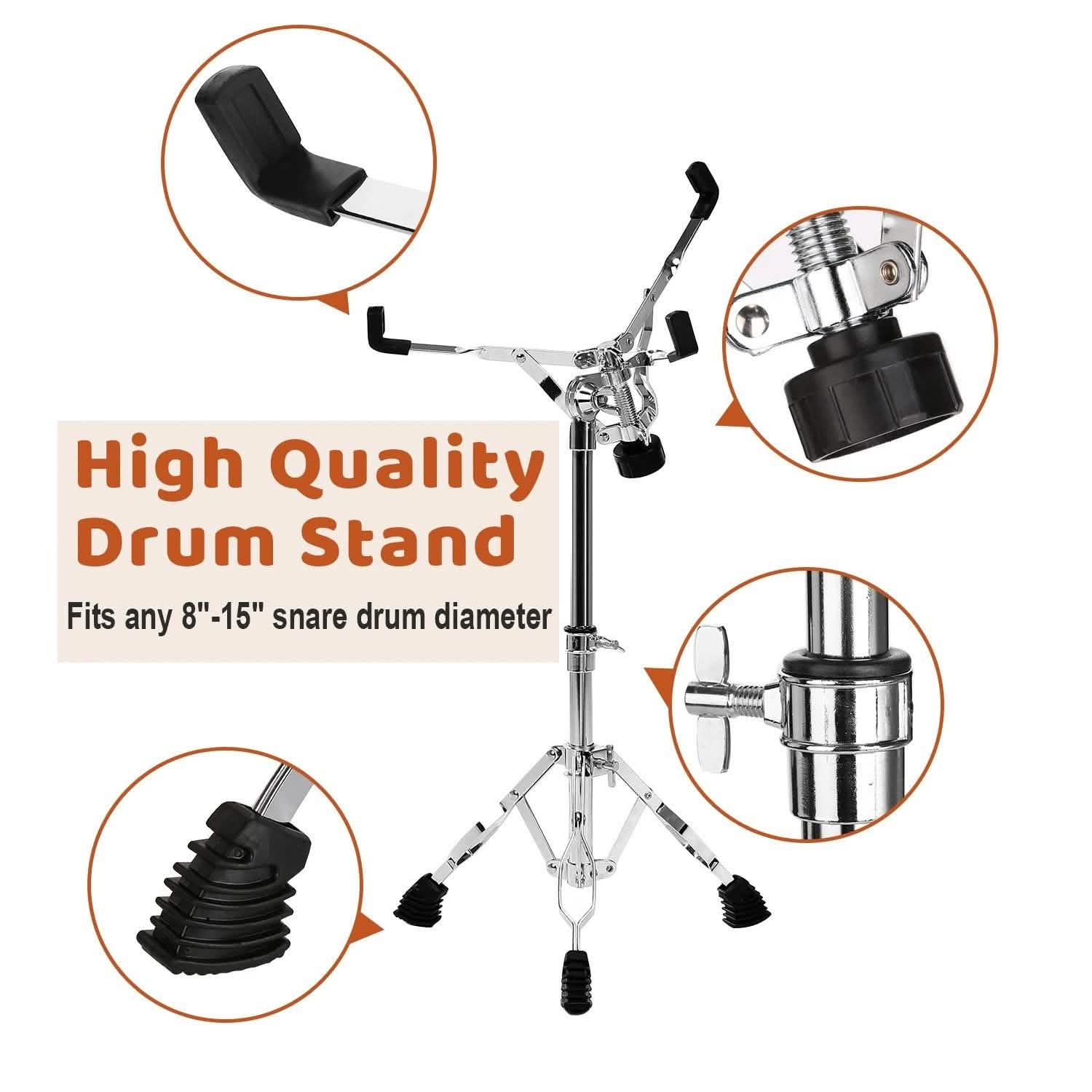 Drum Practice Pads with 3 Pairs of Drum Sticks and Adjustable Snare Drum Stand DailySale