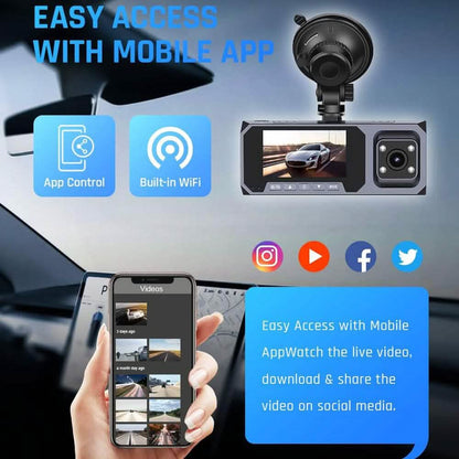Dual Dash Cam WiFi with App FOCUWAY 1080P Front and Inside Dash  (Refurbished) DailySale