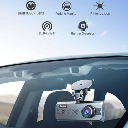 Dual Dash Cam WiFi with App FOCUWAY 1080P Front and Inside Dash  (Refurbished) DailySale