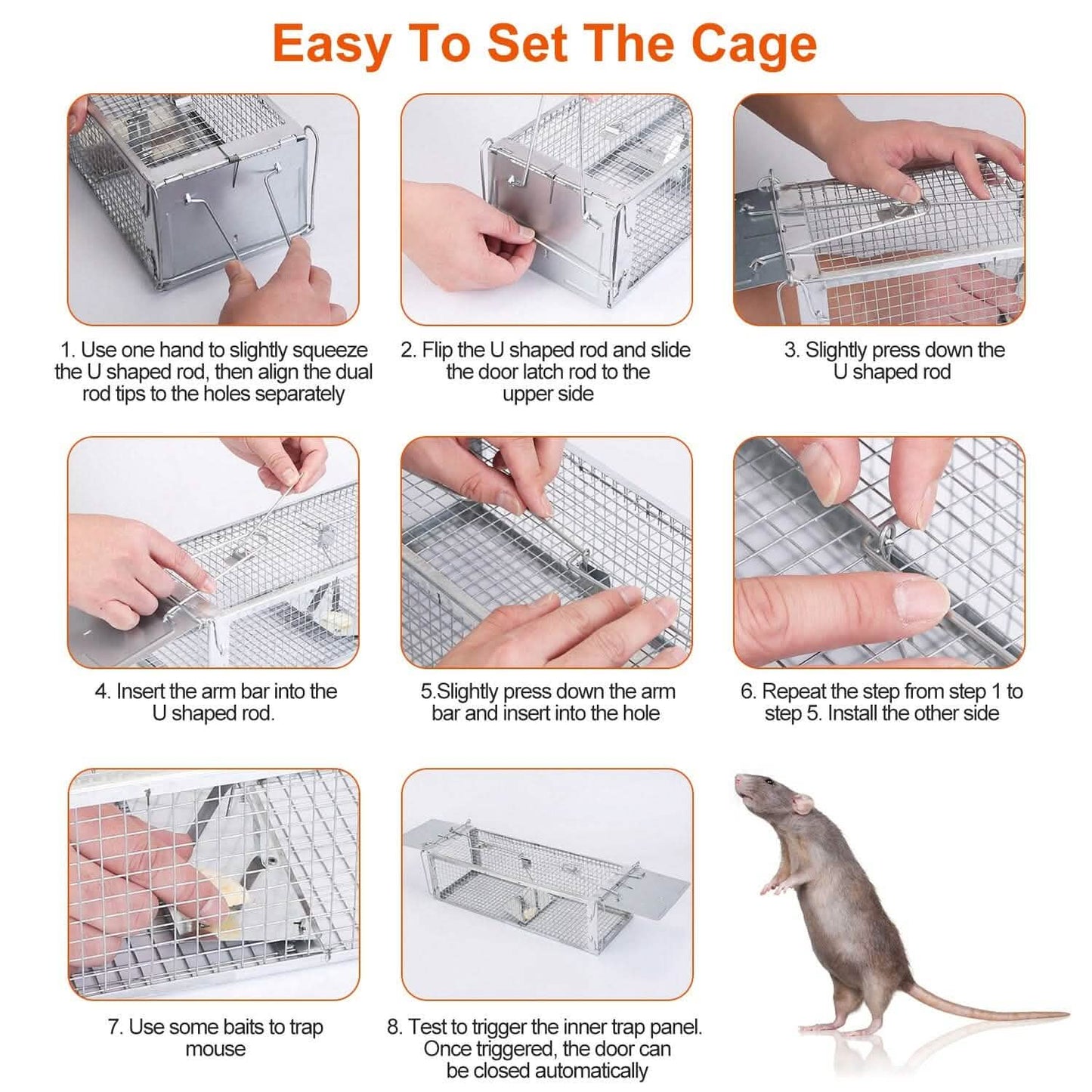 Dual Door Rat Trap Cage Humane with 2 Detachable U Shape Rod DailySale
