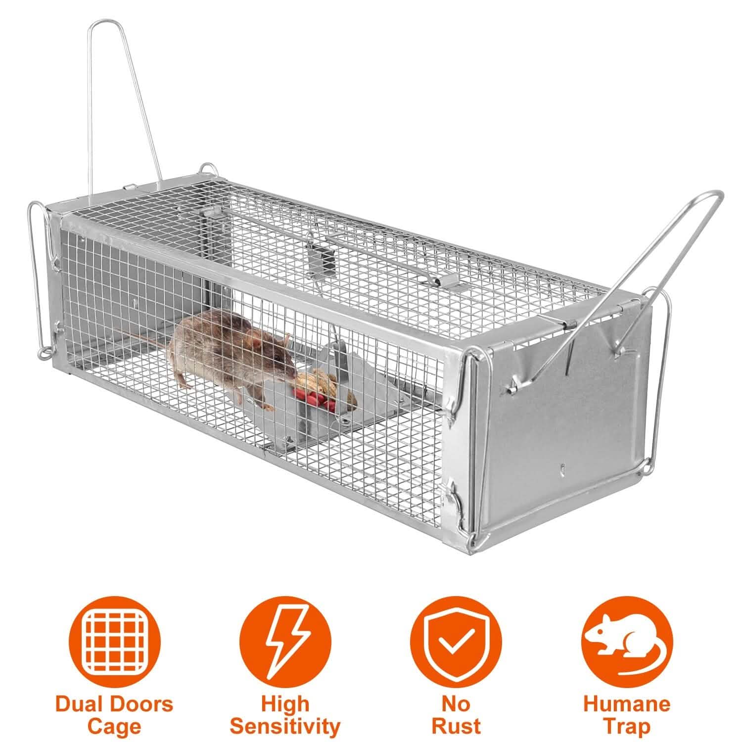 Dual Door Rat Trap Cage Humane with 2 Detachable U Shape Rod DailySale