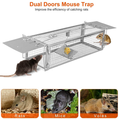 Dual Door Rat Trap Cage Humane with 2 Detachable U Shape Rod DailySale