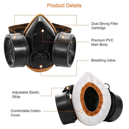 Dual Filter Cartridge Respirator Mask with Goggles DailySale