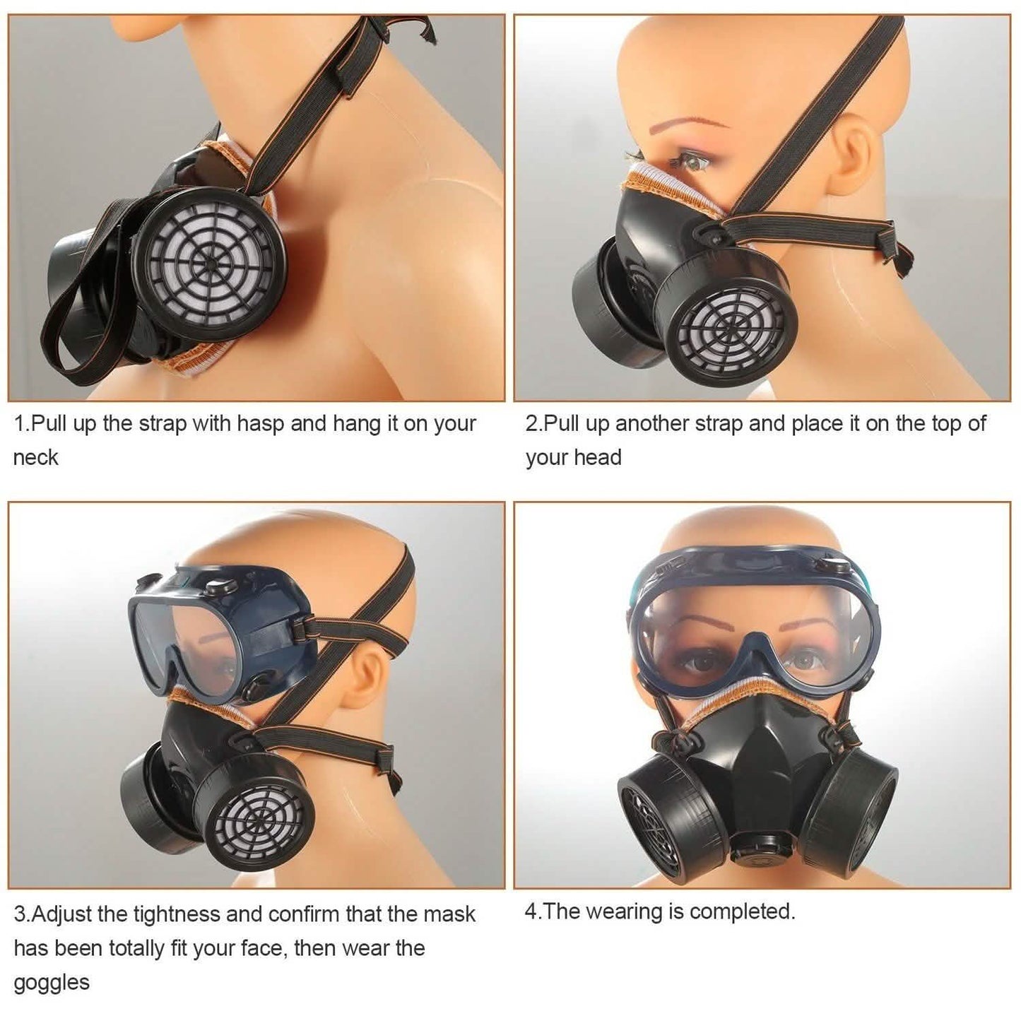 Dual Filter Cartridge Respirator Mask with Goggles DailySale