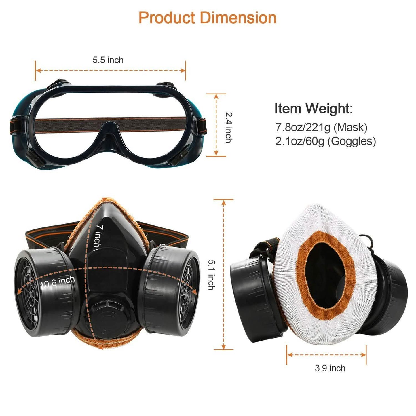 Dual Filter Cartridge Respirator Mask with Goggles DailySale