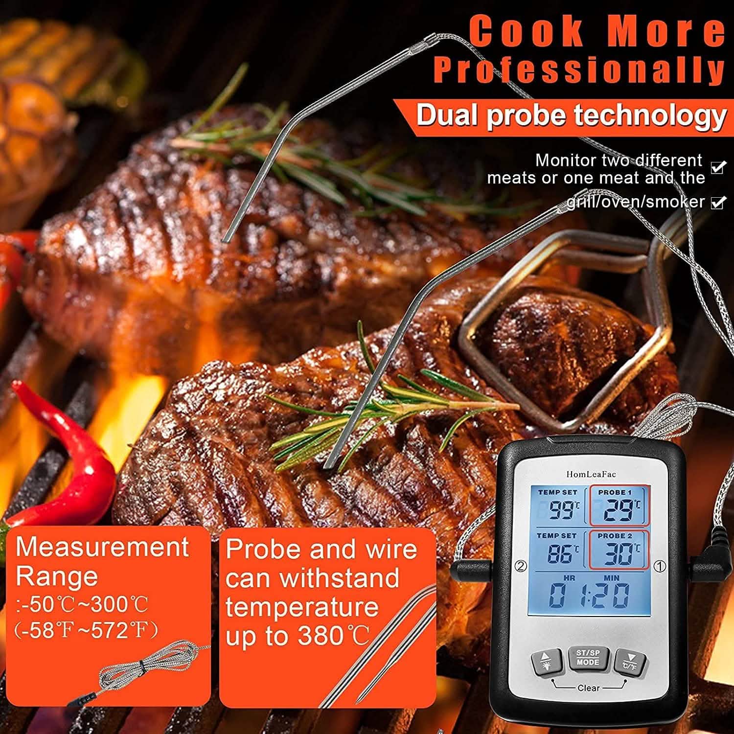 Dual Probe Digital Instant Read Food Thermometer DailySale