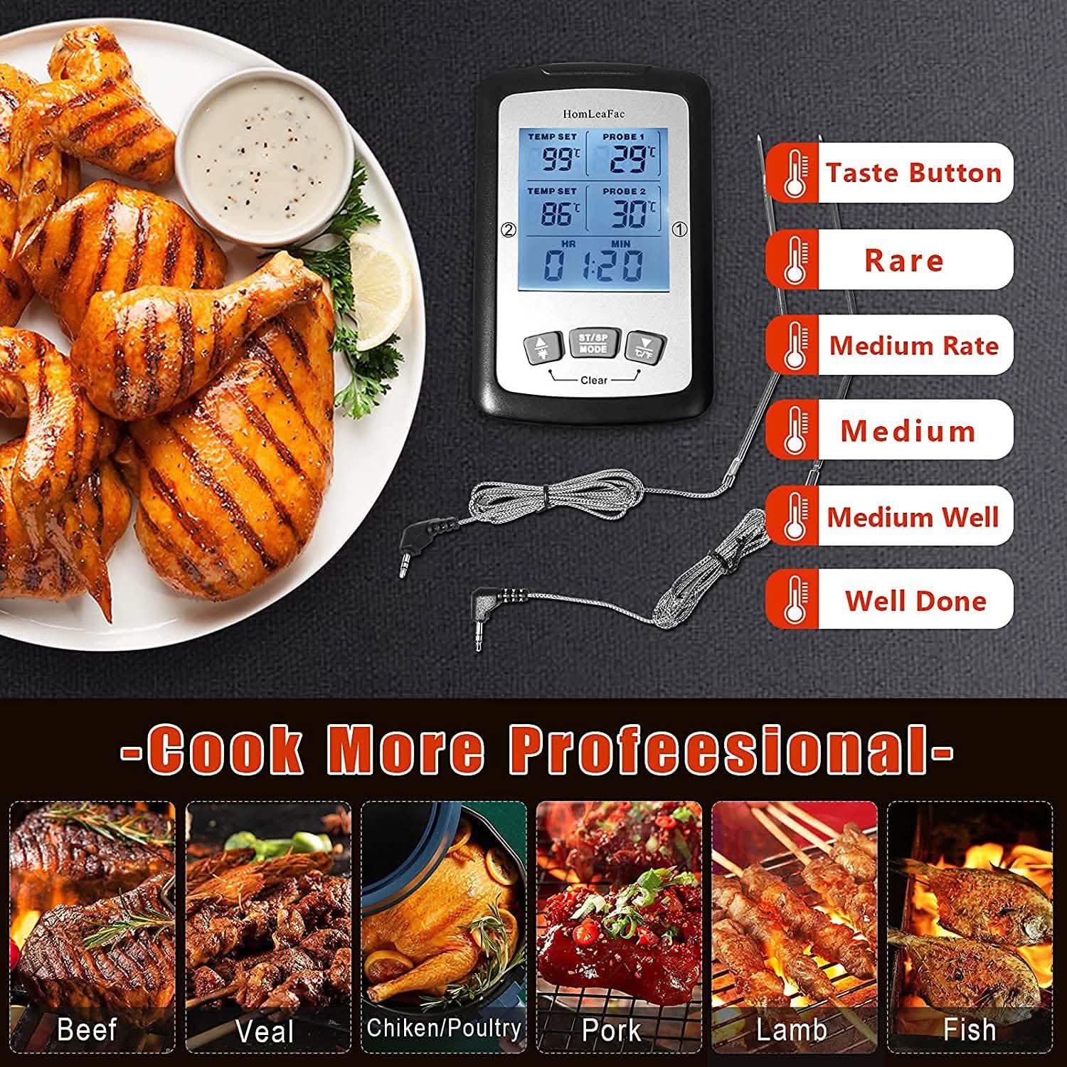 Dual Probe Digital Instant Read Food Thermometer DailySale