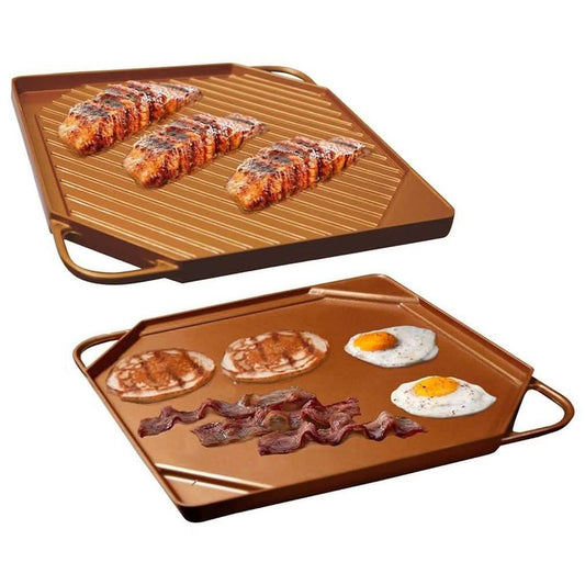 Dual-Sided Copper Griddle and Grill Pan DailySale