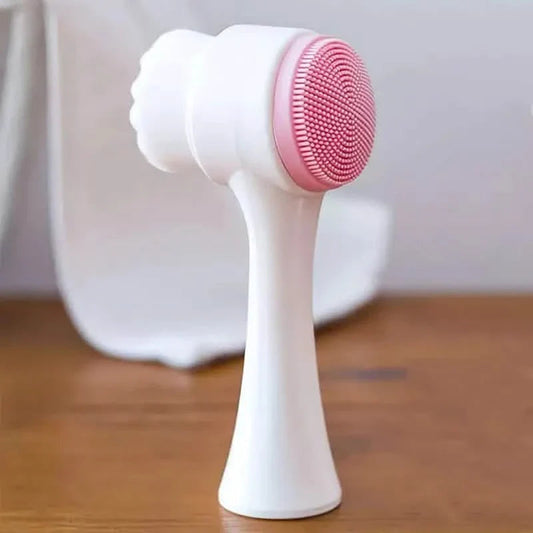 Dual-Sided Face Exfoliating & Deep Pore Cleansing Brush with Soft Bristle & Silicone Facial Scrubber DailySale