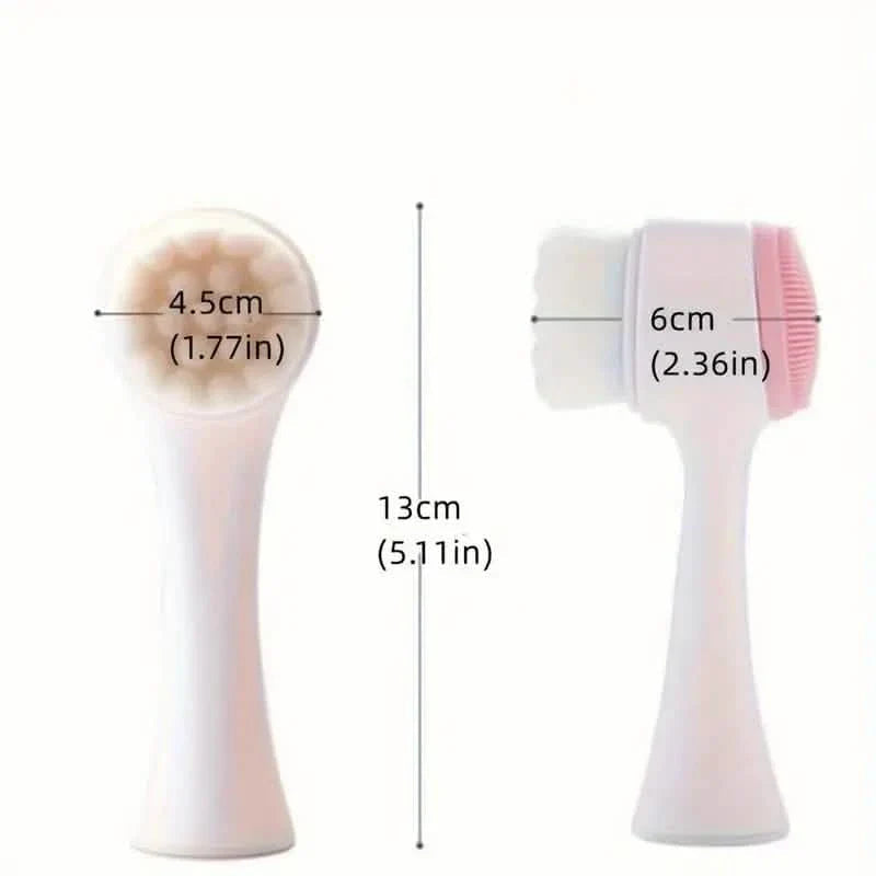 Dual-Sided Face Exfoliating & Deep Pore Cleansing Brush with Soft Bristle & Silicone Facial Scrubber DailySale