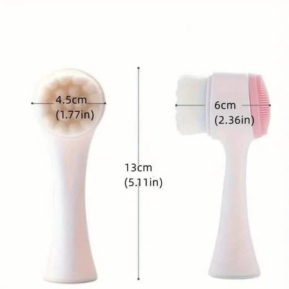 Dual-Sided Face Exfoliating & Deep Pore Cleansing Brush with Soft Bristle & Silicone Facial Scrubber DailySale