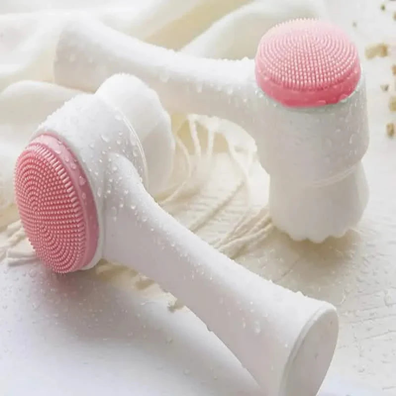 Dual-Sided Face Exfoliating & Deep Pore Cleansing Brush with Soft Bristle & Silicone Facial Scrubber DailySale