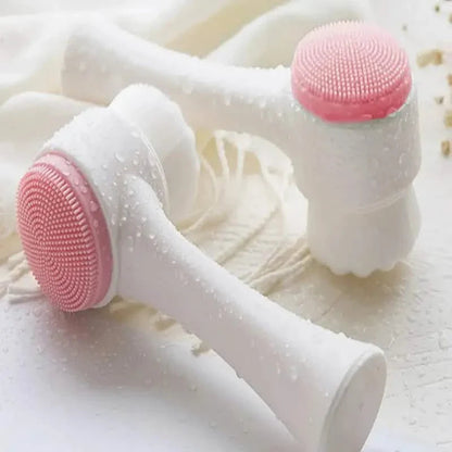 Dual-Sided Face Exfoliating & Deep Pore Cleansing Brush with Soft Bristle & Silicone Facial Scrubber DailySale
