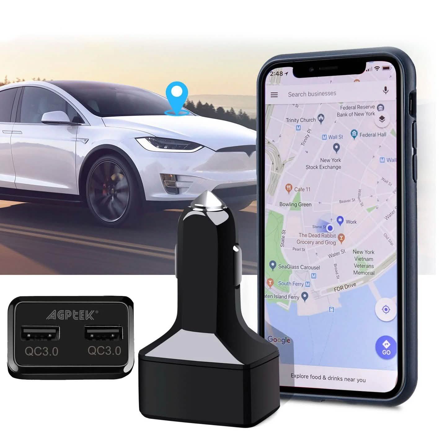 Dual USB Car Charge GPS Tracker GSM SIM Realtime GPRS Vehicle Tracking Security DailySale
