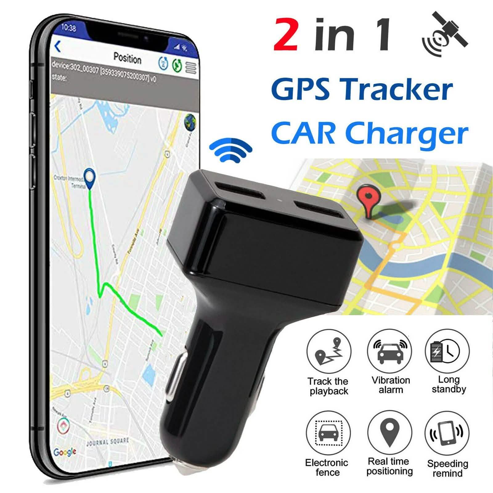 Dual USB Car Charge GPS Tracker GSM SIM Realtime GPRS Vehicle Tracking Security DailySale