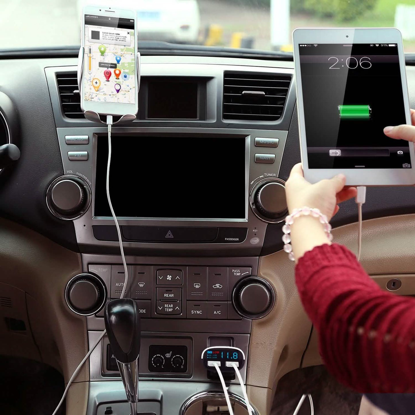 Dual USB Car Charger with Low Voltage LED Display DailySale