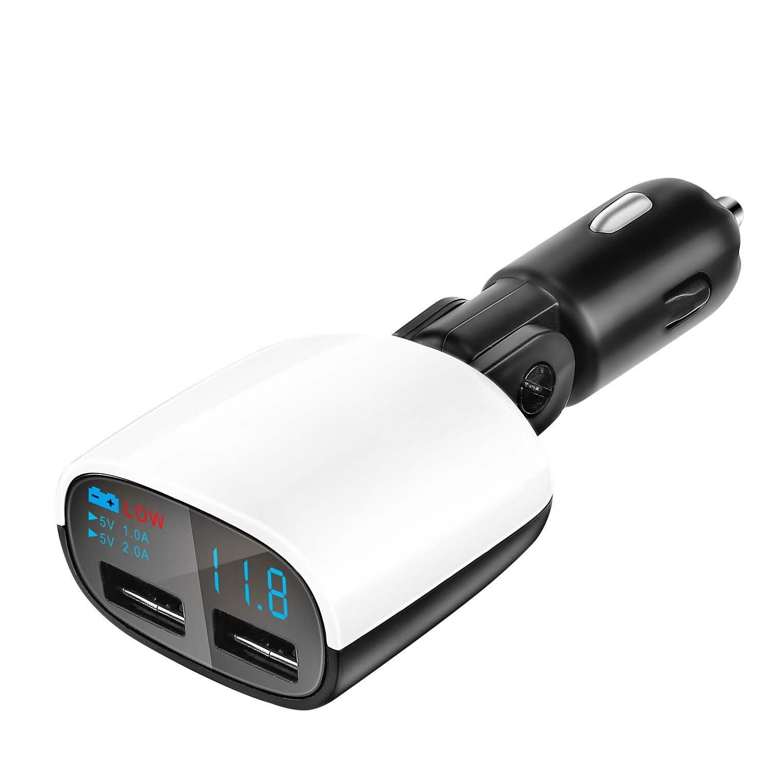Dual USB Car Charger with Low Voltage LED Display DailySale