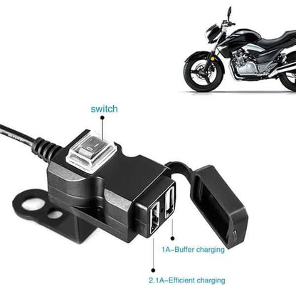 Dual USB Port 9-24V Waterproof Motorbike Motorcycle Handlebar Charger Adapter DailySale