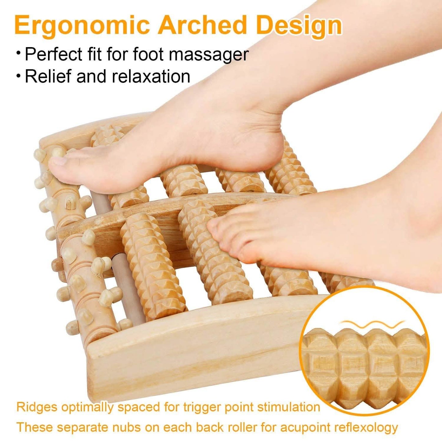 Dual Wooden Stress Relief Massage Foot Roller Acupressure DailySale