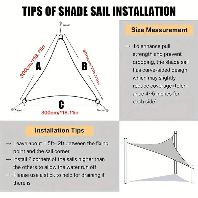 Durable Outdoor Sun Shade Sail for Terrace, Yard, Deck, and Garden - Waterproof and UV Resistant Triangle Canopy DailySale