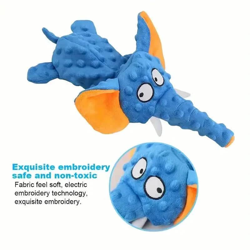 Durable Squeaky Elephant Plush Dog Toy - Bite-Resistant, Teeth Cleaning for All Breeds DailySale