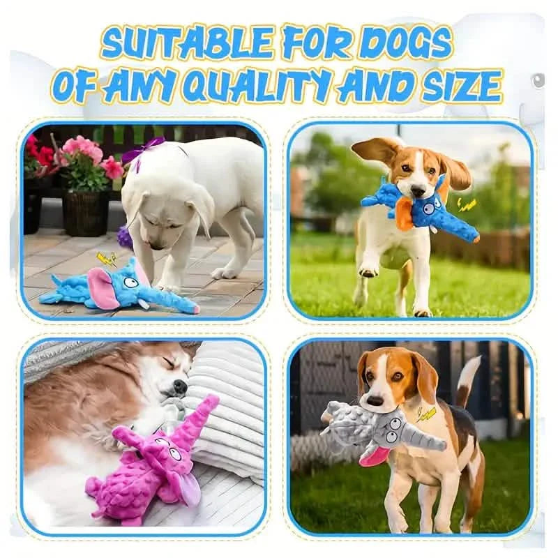 Durable Squeaky Elephant Plush Dog Toy - Bite-Resistant, Teeth Cleaning for All Breeds DailySale