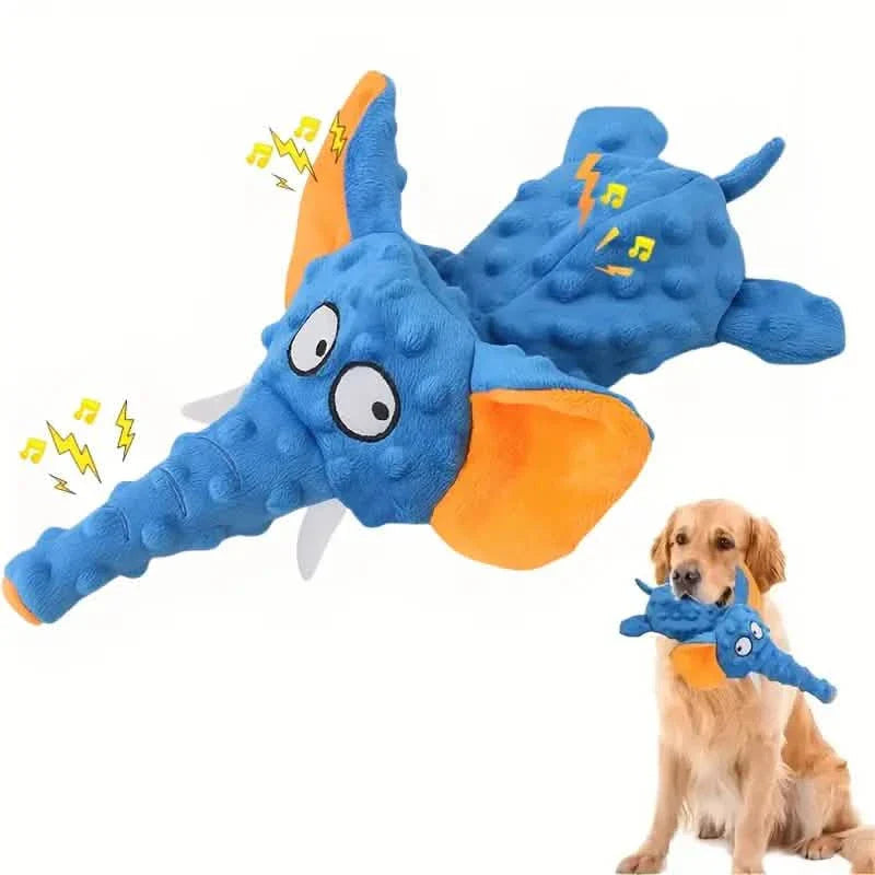 Durable Squeaky Elephant Plush Dog Toy - Bite-Resistant, Teeth Cleaning for All Breeds DailySale
