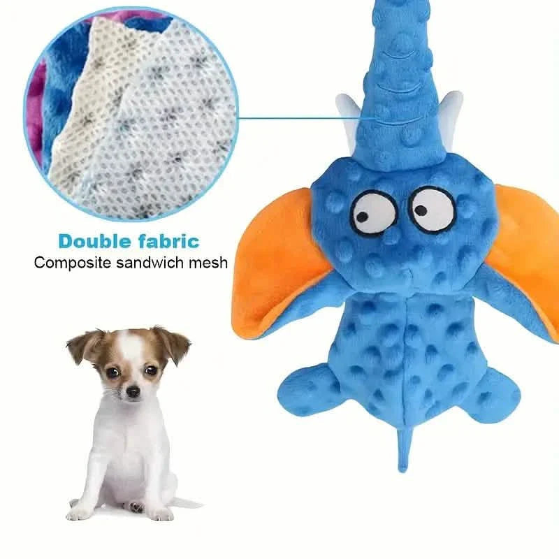 Durable Squeaky Elephant Plush Dog Toy - Bite-Resistant, Teeth Cleaning for All Breeds DailySale