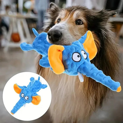 Durable Squeaky Elephant Plush Dog Toy - Bite-Resistant, Teeth Cleaning for All Breeds DailySale