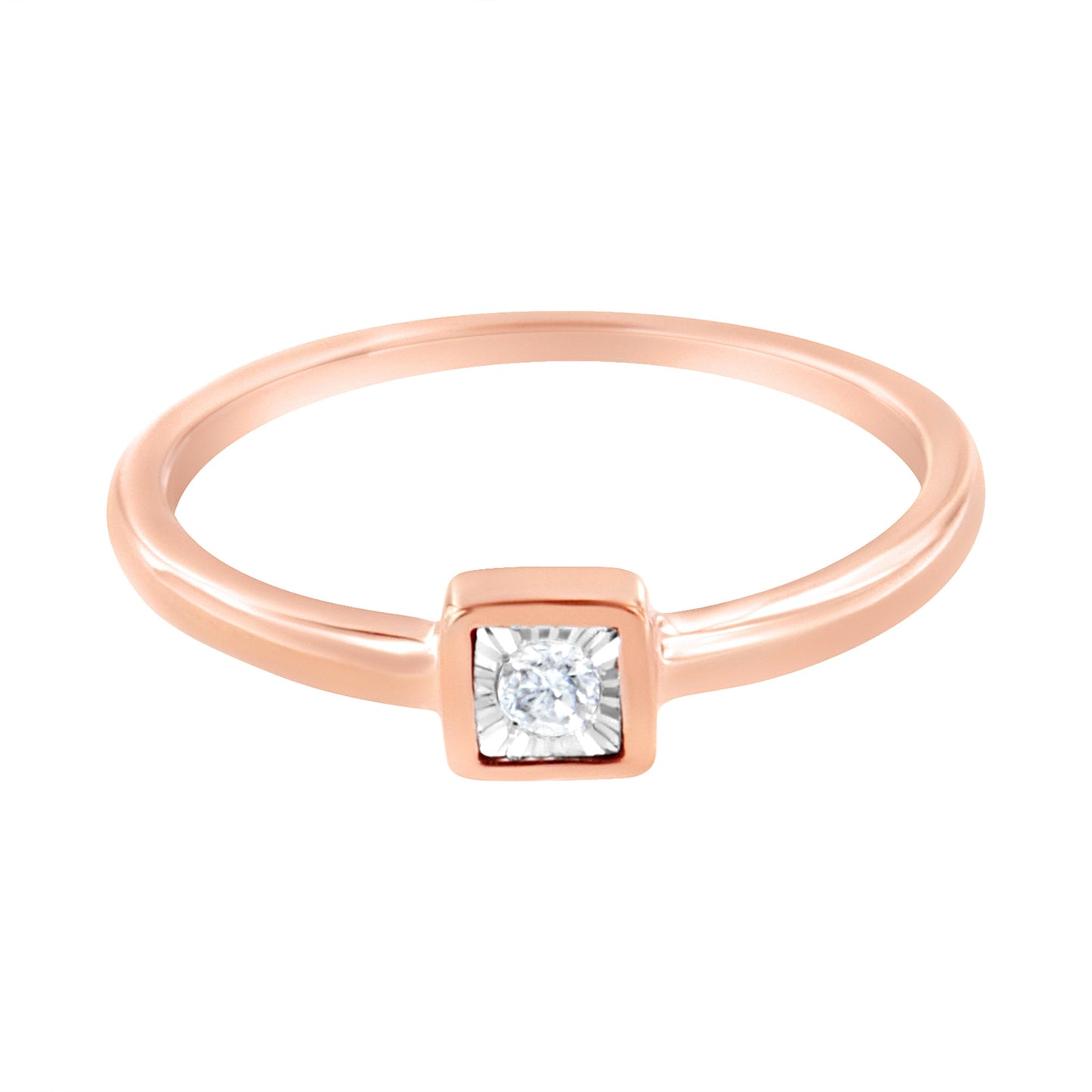 14K Rose Gold Plated .925 Sterling Silver 1/20 cttw Miracle Set Diamond Promise Ring (J-K Color, I1-I2 Clarity) - Size 6 Bids.com