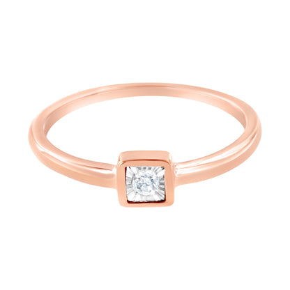 14K Rose Gold Plated .925 Sterling Silver 1/20 cttw Miracle Set Diamond Promise Ring (J-K Color, I1-I2 Clarity) - Size 6 Bids.com