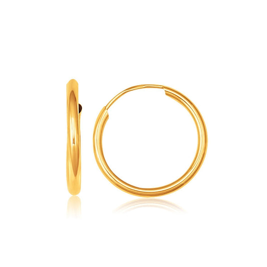 10k Yellow Gold Polished Endless Hoop Earrings (16mm Diameter) Bids.com