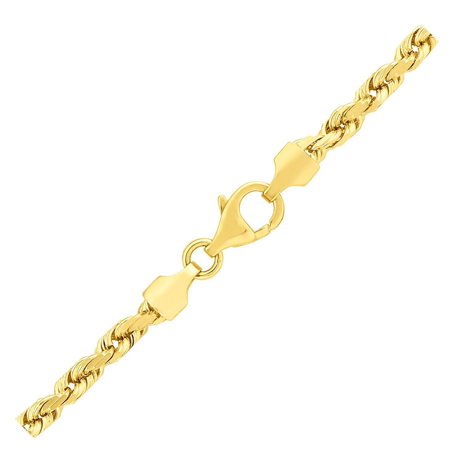 3.5mm 14k Yellow Gold Solid Diamond Cut Rope Chain Bids.com