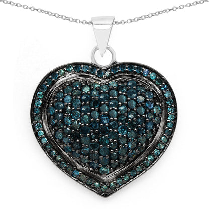 1.25 Carat Genuine Blue Diamond .925 Sterling Silver Pendant Bids.com