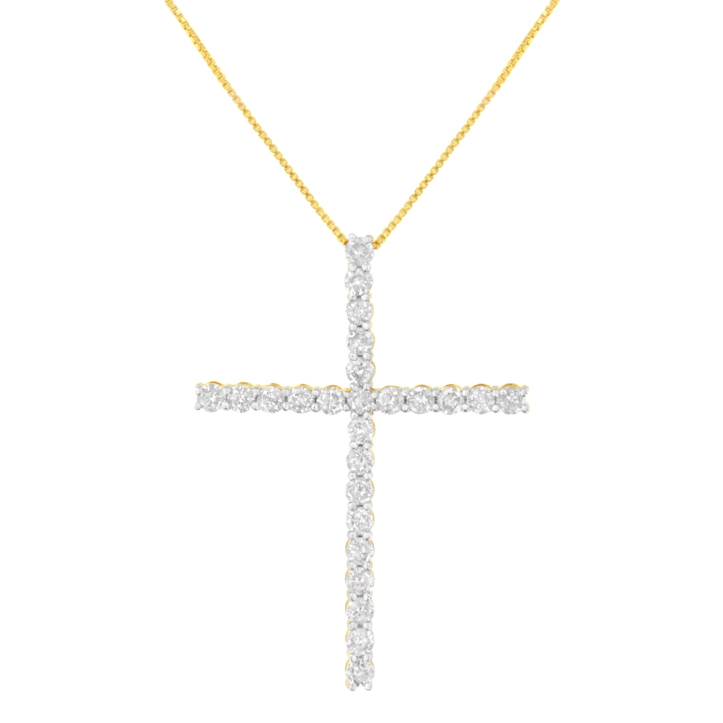 .925 Sterling Silver 3.0 Cttw Round Shape Diamond 1-1/2" Cross Pendant with Box Chain Necklace (I-J Color, I2-I3 Clarity) - 18" Bids.com