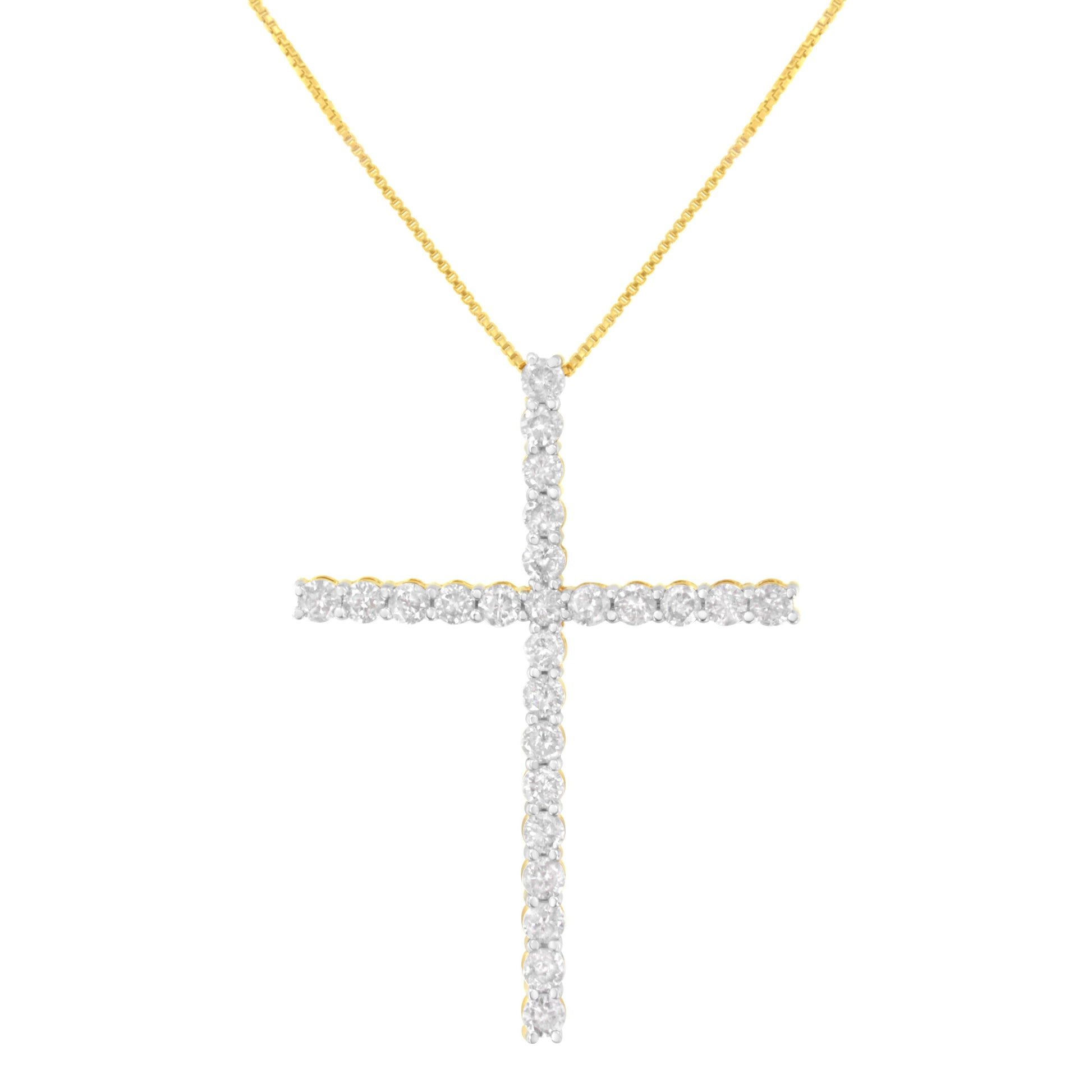 .925 Sterling Silver 3.0 Cttw Round Shape Diamond 1-1/2" Cross Pendant with Box Chain Necklace (I-J Color, I2-I3 Clarity) - 18" Bids.com