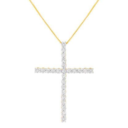 .925 Sterling Silver 3.0 Cttw Round Shape Diamond 1-1/2" Cross Pendant with Box Chain Necklace (I-J Color, I2-I3 Clarity) - 18" Bids.com